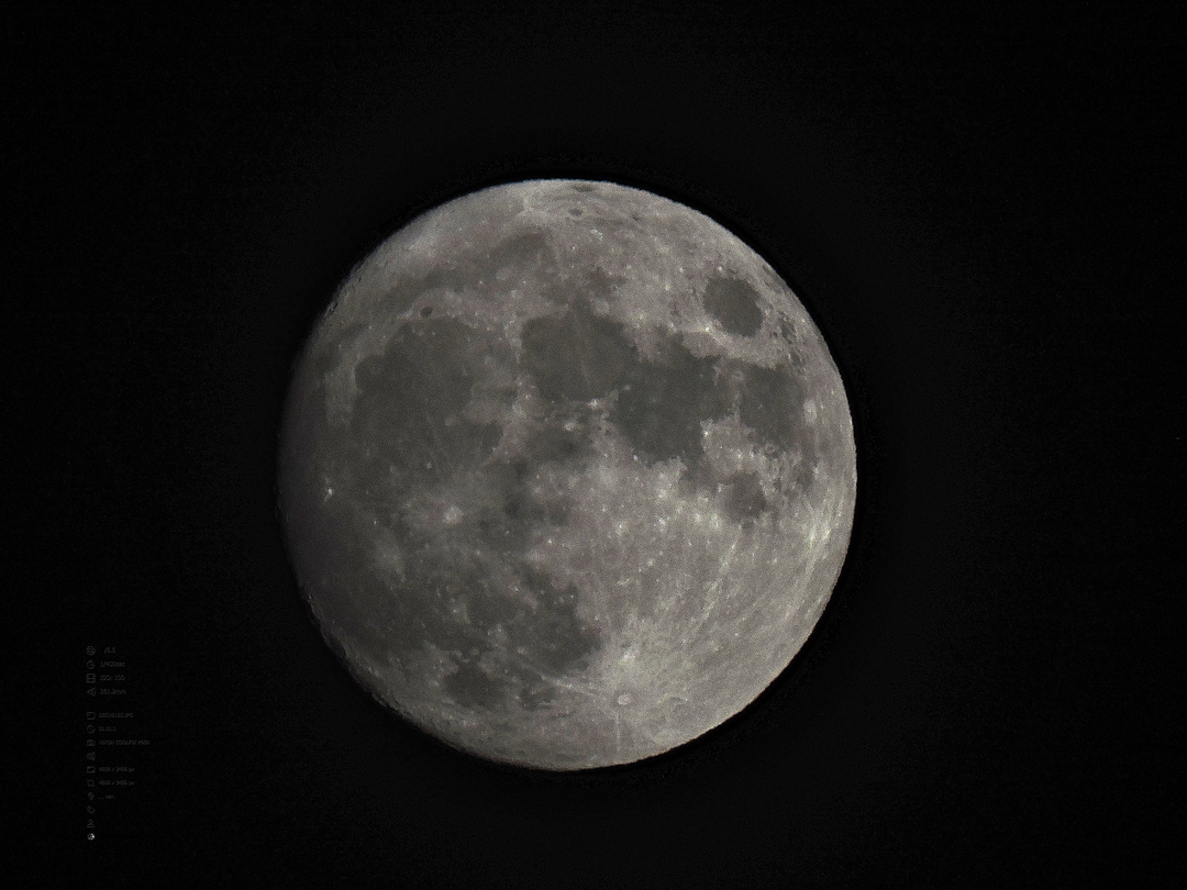 Full blue moon in the night sky
